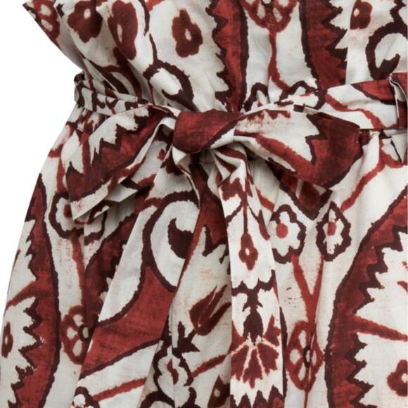 Johanna Ortiz Baru Nomadic Hunting Paperbag Cotton Pants Rust Red Size 6 NWT - Picture 9 of 10